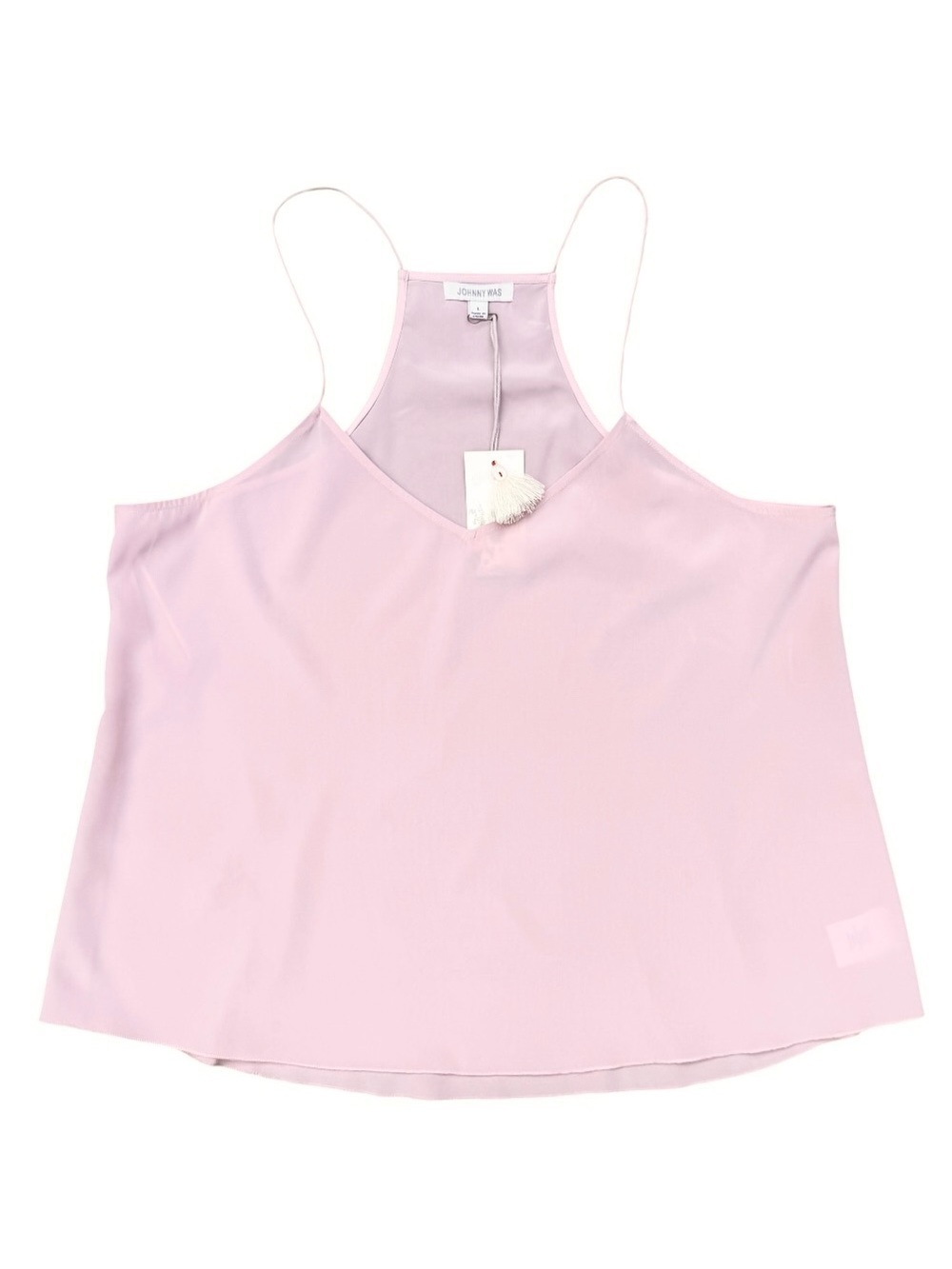 Johnny Was Pale Pink Silk Camisole with Spaghetti Straps